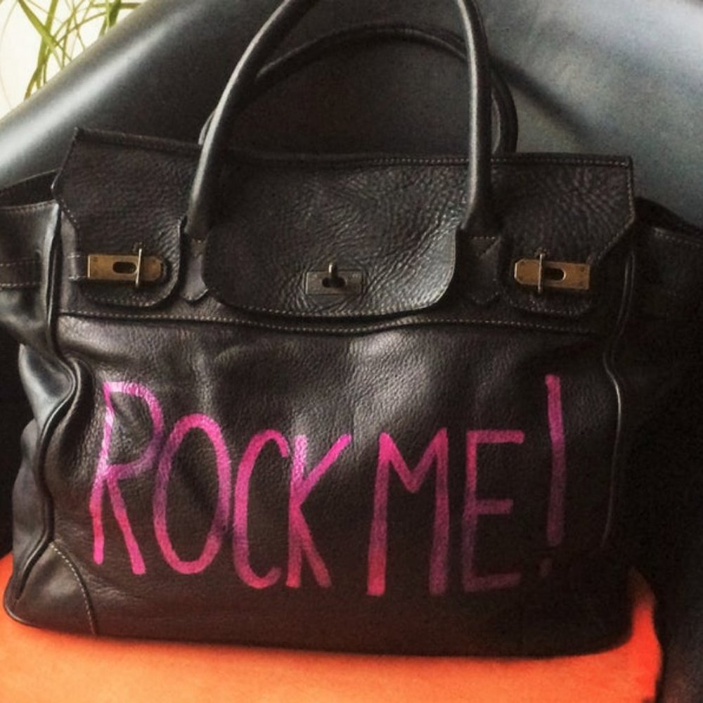 Genuine Leather Bag Custom Paint VTG Kelly Style
